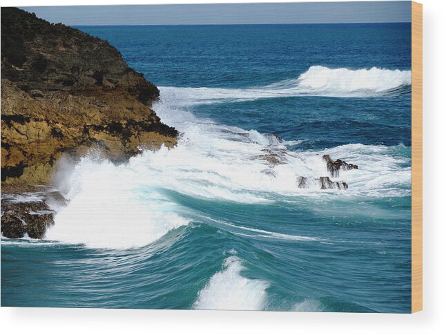 Ancient Coral Formations Wood Print featuring the photograph Winter Waves on Ancient Corals Cerro Gordo Puerto Rico by Frank Feliciano
