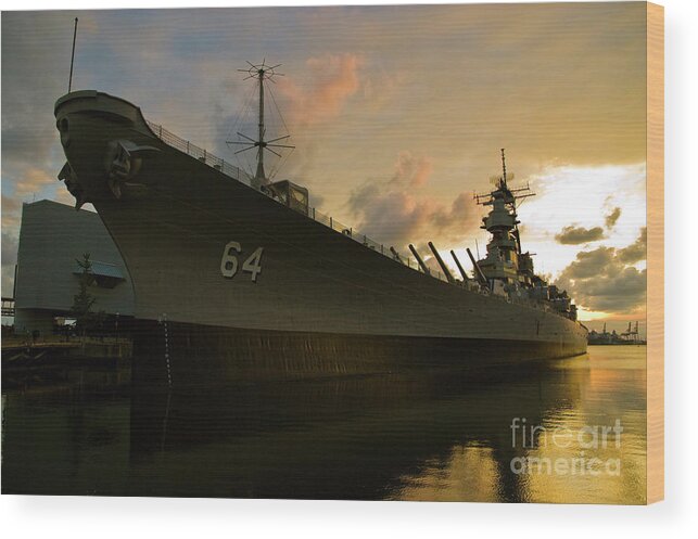 Bb-64 Wood Print featuring the photograph Wisconsin at Nauticus by Tim Mulina
