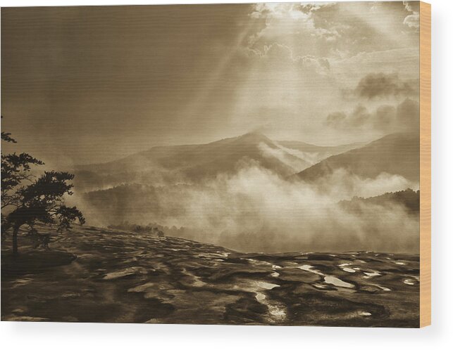Stone Mountain State Park Wood Print featuring the photograph Wolf Rock After the Storm At Stone Mountain by John Harmon