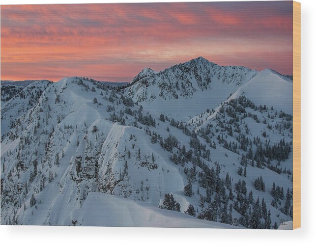 Utah Wood Print featuring the photograph Wolverine Cirque Sunrise - Little and Big Cottonwood Canyons by Brett Pelletier