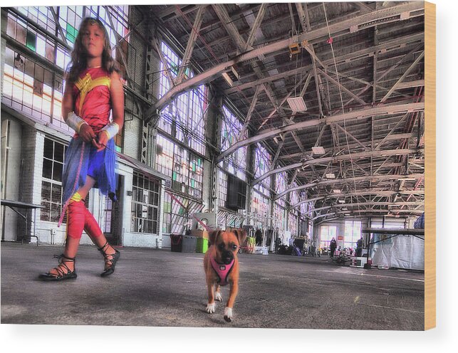  Wood Print featuring the photograph Wonder Girl and Super Pup by Frederick Redelius