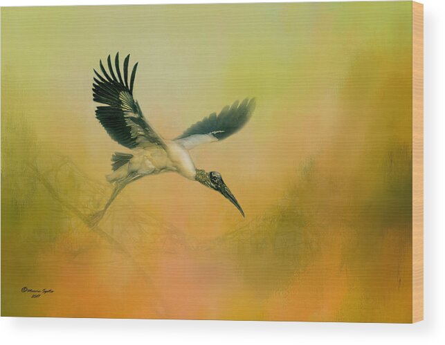 Birds Wood Print featuring the photograph Wood Stork Encounter by Marvin Spates