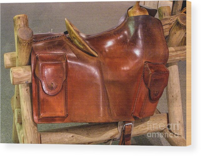 Western Wood Print featuring the photograph Working Pony Express Saddle by Linda Phelps
