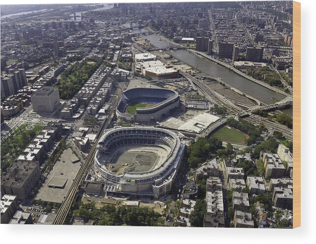 Yankee Stadium Wood Print featuring the photograph Yankee Stadium Aerial by Paul Plaine