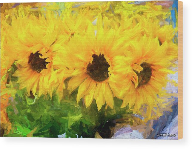 Flower Wood Print featuring the digital art Yellow Flowers by Ken Morris