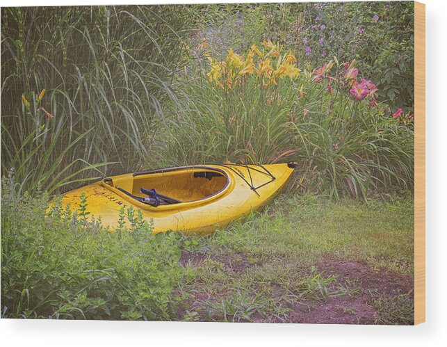 Brattleboro Kayak Wood Print featuring the photograph Yellow Kayak by Tom Singleton