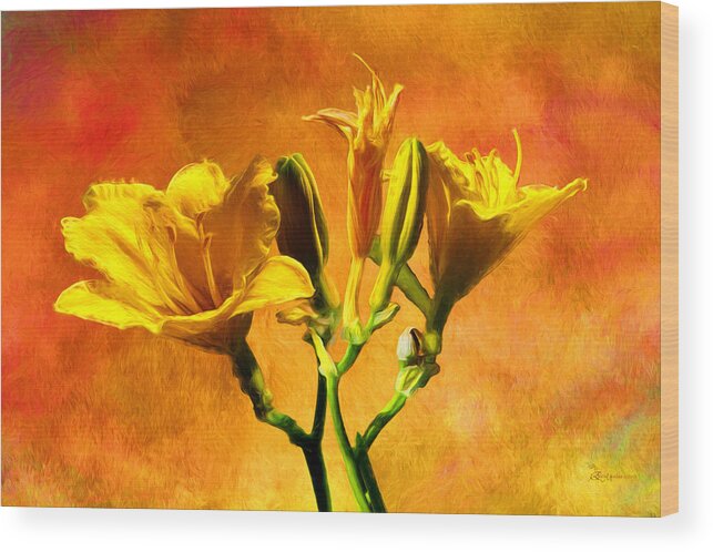 Lilies Wood Print featuring the photograph Yellow Lilies by Ericamaxine Price