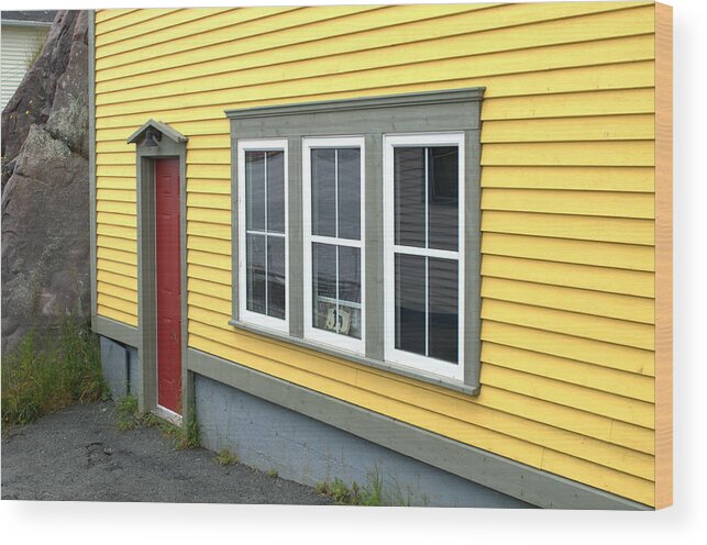 Battery Wood Print featuring the photograph Yellow Wall Red Door by Douglas Pike