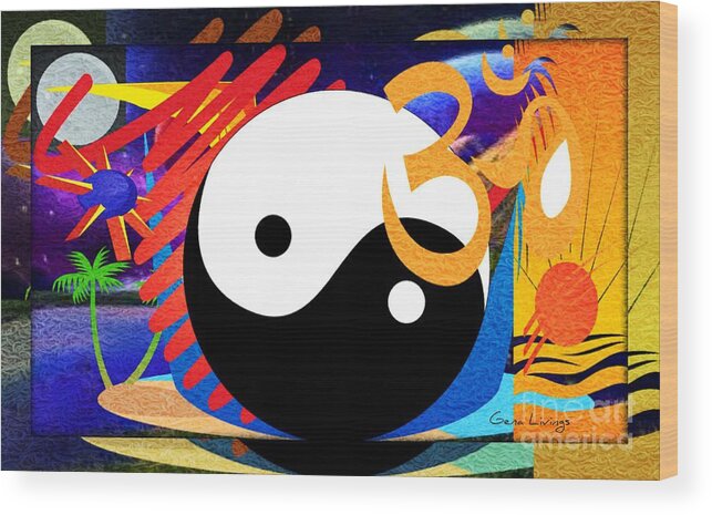 Abstract Wood Print featuring the mixed media YinYang Dream by Gena Livings