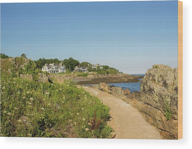 York Harbor Maine Wood Print featuring the photograph York Harbor Maine Cliff Walk 1 by Michael Saunders