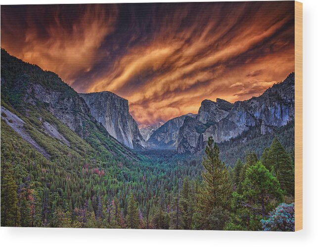 Sunset Wood Print featuring the photograph Yosemite Fire by Rick Berk