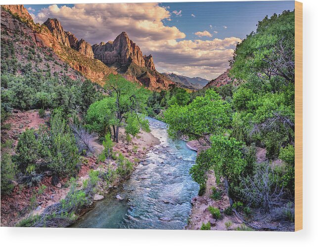 Utah Wood Print featuring the photograph Zion Canyon at Sunset by Michael Ash