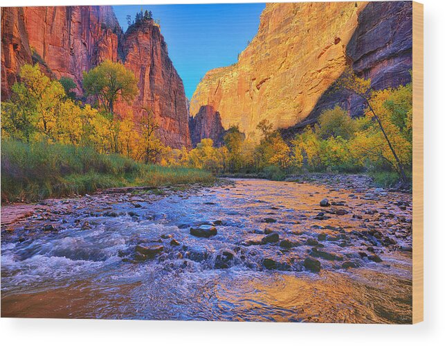 Zion National Park Wood Print featuring the photograph Zion Virgin River by Greg Norrell
