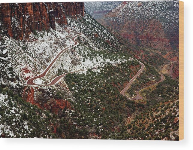 Zion Wood Print featuring the photograph Zion's Winding Road by Daniel Woodrum
