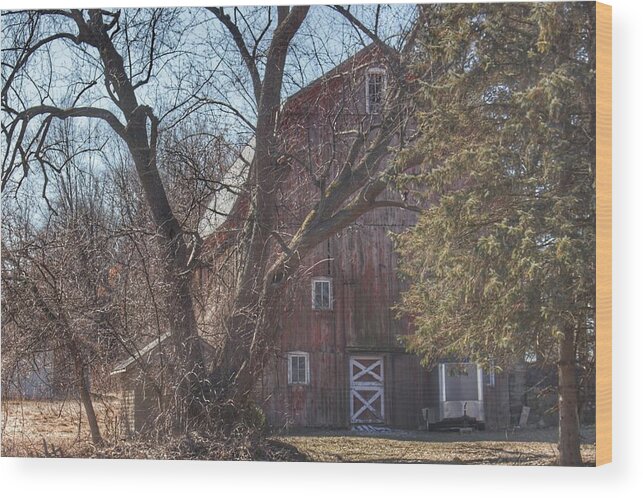 Barn Wood Print featuring the photograph 0256 - Lakeville Roads Hidden Red by Sheryl L Sutter