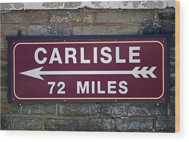 Settle Wood Print featuring the photograph 06/06/14 SETTLE. Period Destination Board. by Lachlan Main