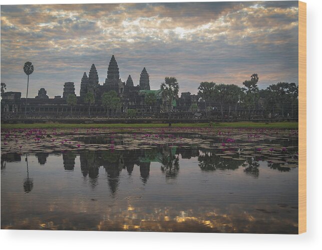 Standing Water Wood Print featuring the photograph Angkor Wat Sunrise #1 by Www.sergiodiaz.net