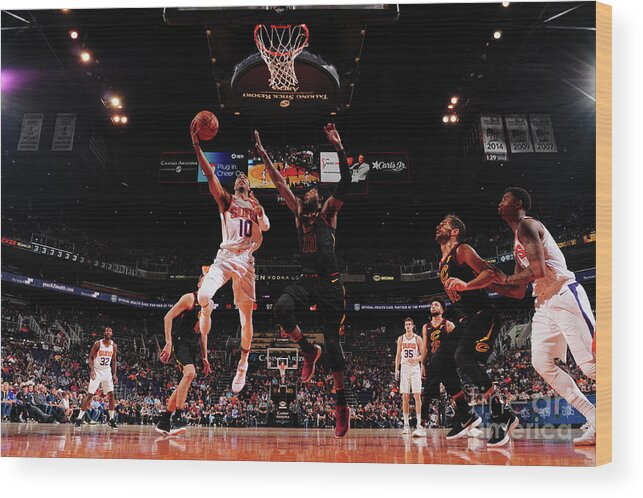 Shaquille Harrison Wood Print featuring the photograph Cleveland Cavaliers V Phoenix Suns by Barry Gossage