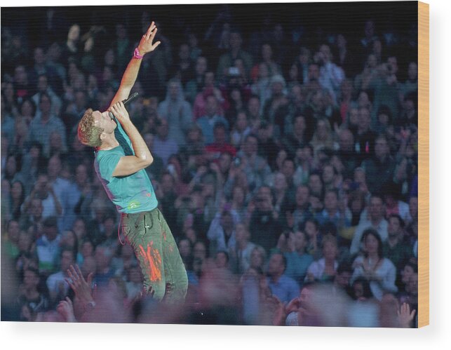 Event Wood Print featuring the photograph Coldplay Perform At Emirates Stadium In #1 by Neil Lupin