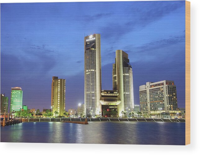 Downtown District Wood Print featuring the photograph Corpus Christi #1 by Denistangneyjr