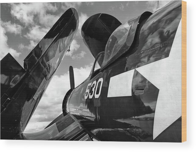 Corsair Wood Print featuring the photograph Corsair with Folded Wings #1 by Chris Buff