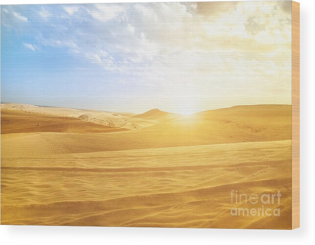 Desert Wood Print featuring the photograph Desert landscape Qatar #1 by Benny Marty