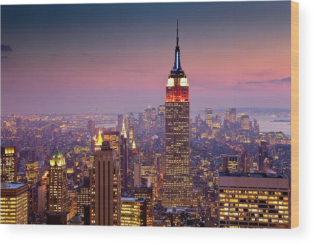 Architectural Feature Wood Print featuring the photograph Empire State Building From Rockefeller #1 by Richard I'anson
