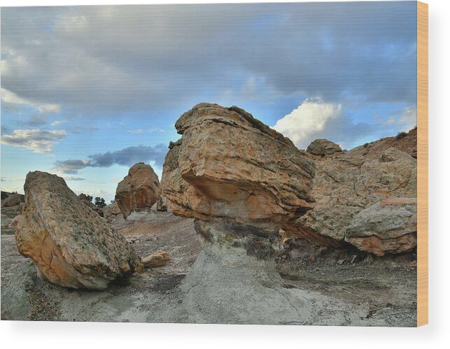 Bentonite Site On Little Park Road Wood Print featuring the photograph End of the Day at Bentonite Site on Little Park Road #1 by Ray Mathis