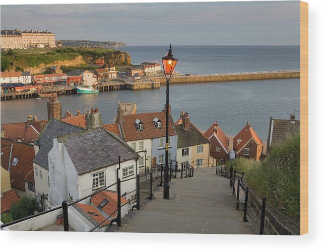Steps Wood Print featuring the photograph England, North Yorkshire, Whitby #1 by Peter Adams