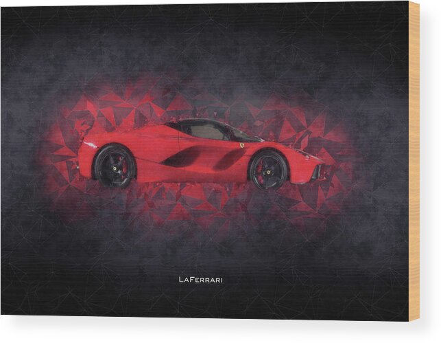 Laferrari Wood Print featuring the digital art Ferrari LaFerrari by Airpower Art
