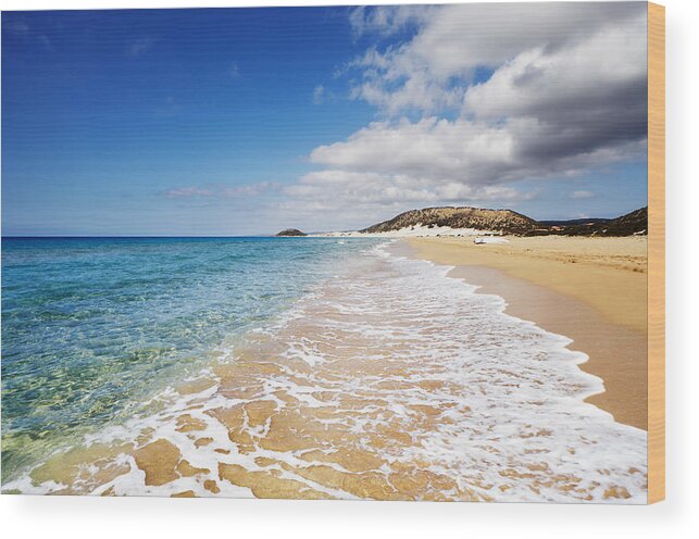 Landscape Wood Print featuring the photograph Golden Beach The Best Beach Of Cyprus #1 by DPK-Photo