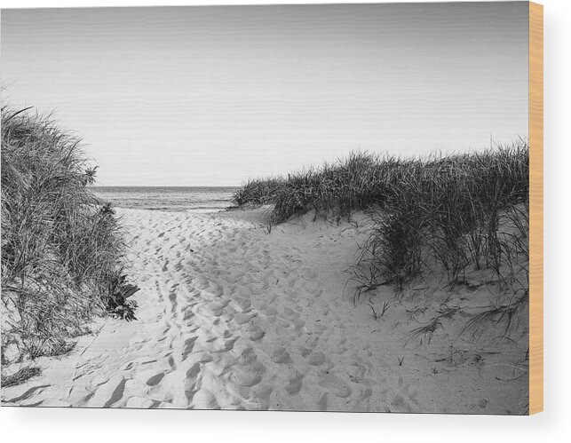 Black And White Wood Print featuring the photograph Hampton Beach #2 by Mircea Costina Photography