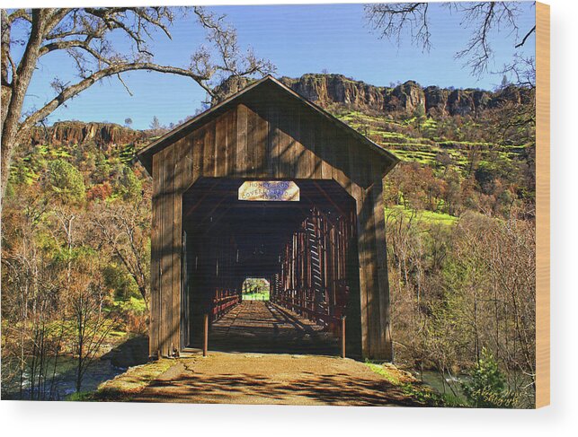 Honey Run Covered Bridge Wood Print featuring the photograph Honey Run Covered Bridge #1 by Abram House