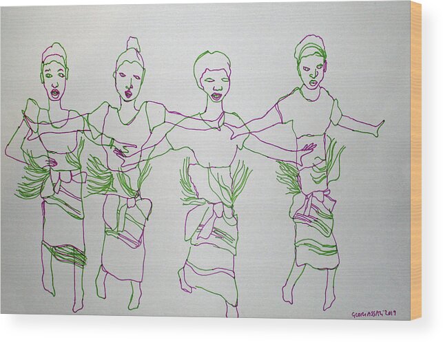 Jesus Christ Wood Print featuring the painting Kiganda Traditional Dance Uganda #1 by Gloria Ssali