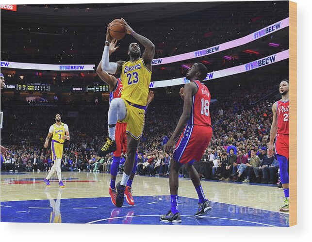 Lebron James Wood Print featuring the photograph Kobe Bryant And Lebron James #1 by Jesse D. Garrabrant