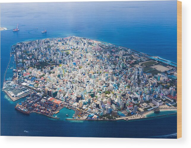 Sea Wood Print featuring the photograph Male, Maldivian Capital City #1 by Levente Bodo