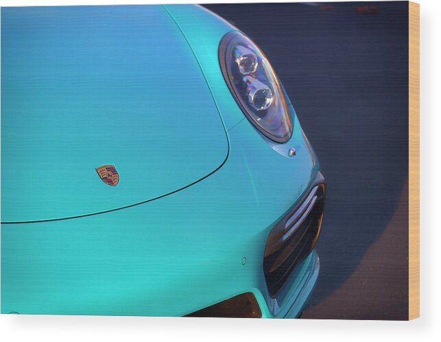 Cars Wood Print featuring the photograph #Miami #Blue #Porsche 911 #Turbo S #Print #1 by ItzKirb Photography