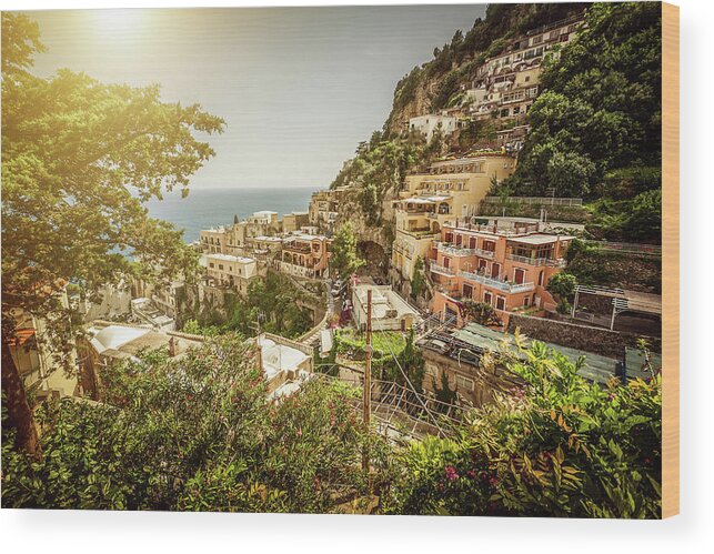 Amalfi Wood Print featuring the photograph Positano And The Amalfi Coast #1 by Piola666