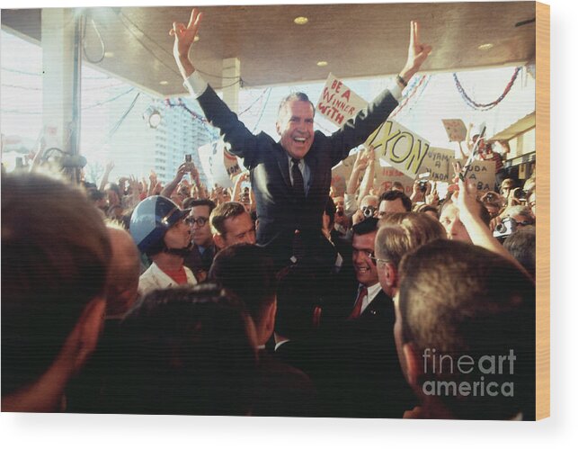 People Wood Print featuring the photograph Presidential Candidate Richard Nixon #1 by Bettmann