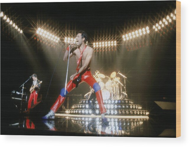 Rock Music Wood Print featuring the photograph Queen Conference #1 by Michael Ochs Archives