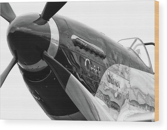 P51 Wood Print featuring the photograph Quick Silver in Black and White #2 by Chris Buff