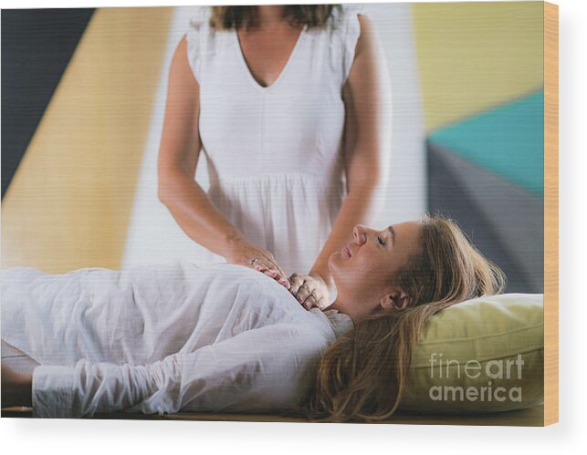 Reiki Wood Print featuring the photograph Reiki Session #1 by Microgen Images/science Photo Library