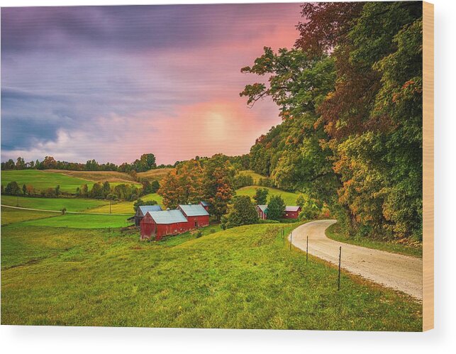 Landscape Wood Print featuring the photograph Rural Autumn Jenne Farm In Vermont, Usa #1 by Sean Pavone