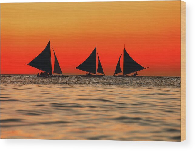 Scenics Wood Print featuring the photograph Sailing At Sunset #1 by Vuk8691