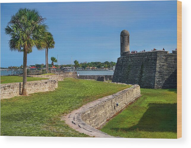 Estock Wood Print featuring the digital art San Marcos Fort In St Augustine #1 by Laura Zeid