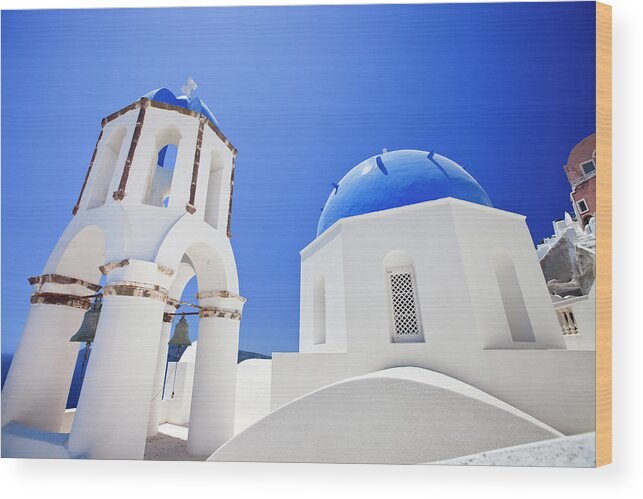 Greek Culture Wood Print featuring the photograph Santorini Famous Churches #1 by Mbbirdy