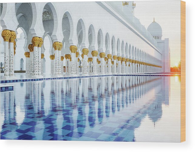 Symmetry Wood Print featuring the photograph Sheikh Zayed Grand Mosque by Nicole Young