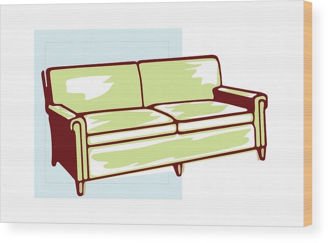 Campy Wood Print featuring the drawing Sofa #1 by CSA Images