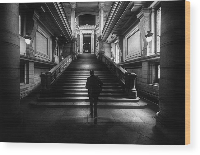 Architecture Wood Print featuring the photograph Stepping Up #1 by Marc Huybrighs