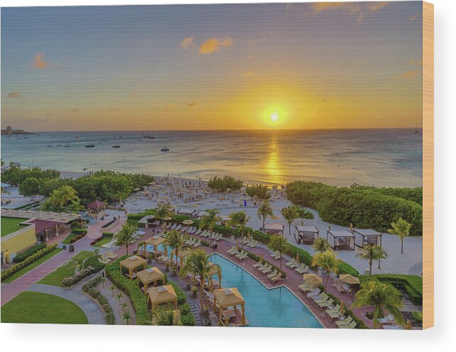 Caribbean Wood Print featuring the photograph Sunset over Aruba #1 by Scott McGuire